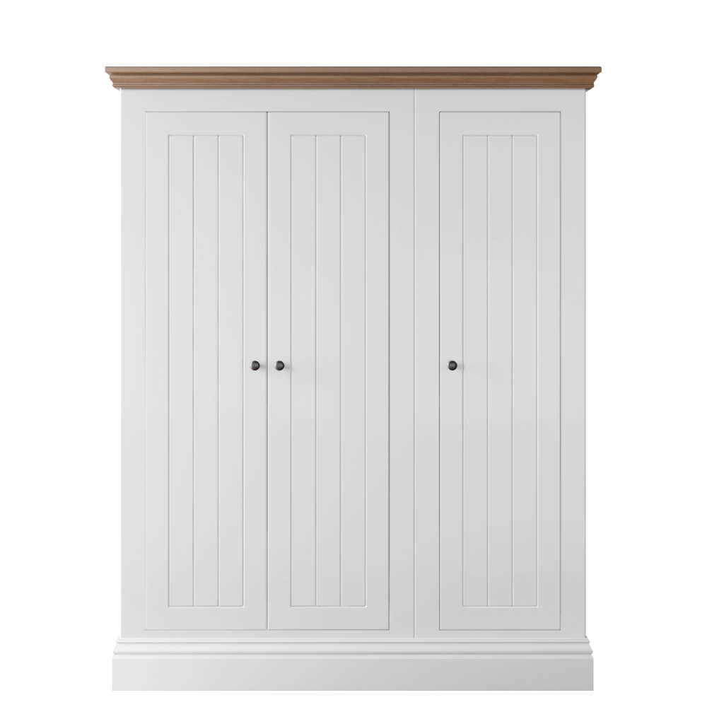 New England Bedroom Oak Top Low 3 Door Large All Hanging Wardrobe