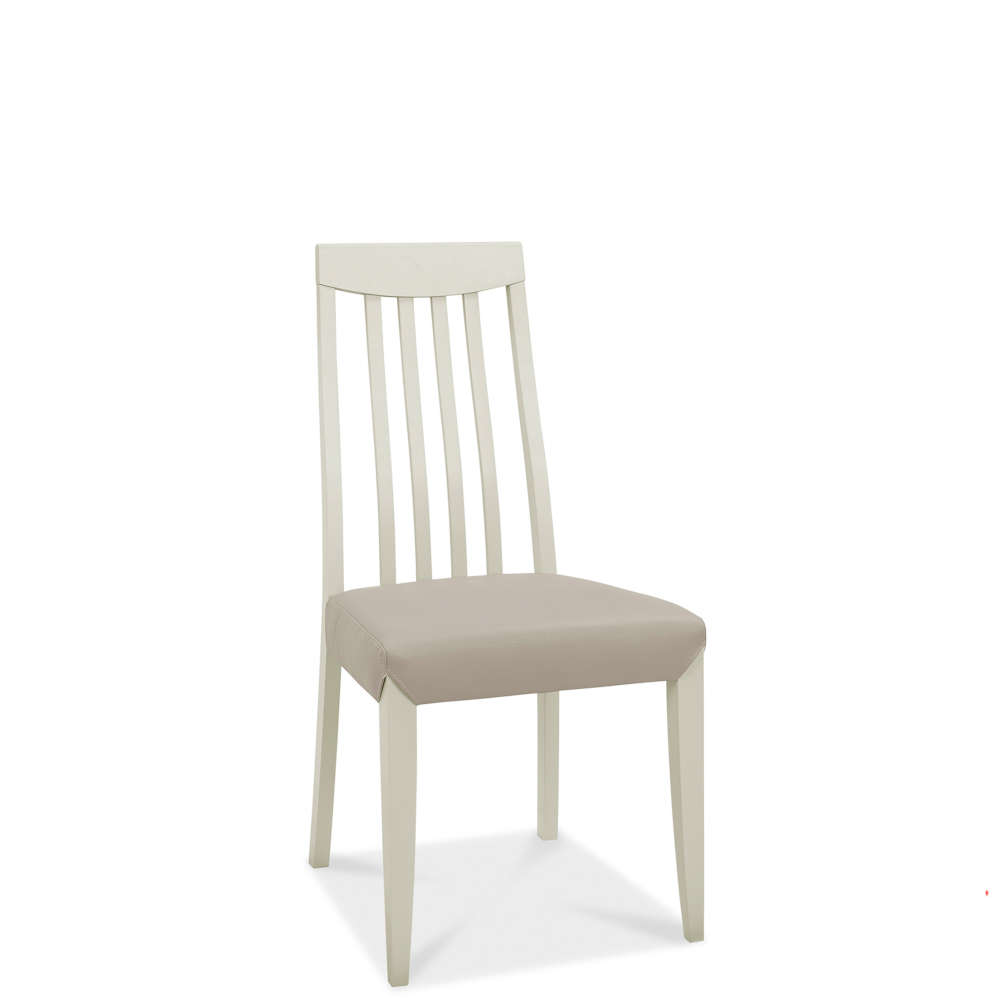 Bergen Grey Washed Oak And Soft Grey Slat Back Chair Grey Bonded Leather (Pair)