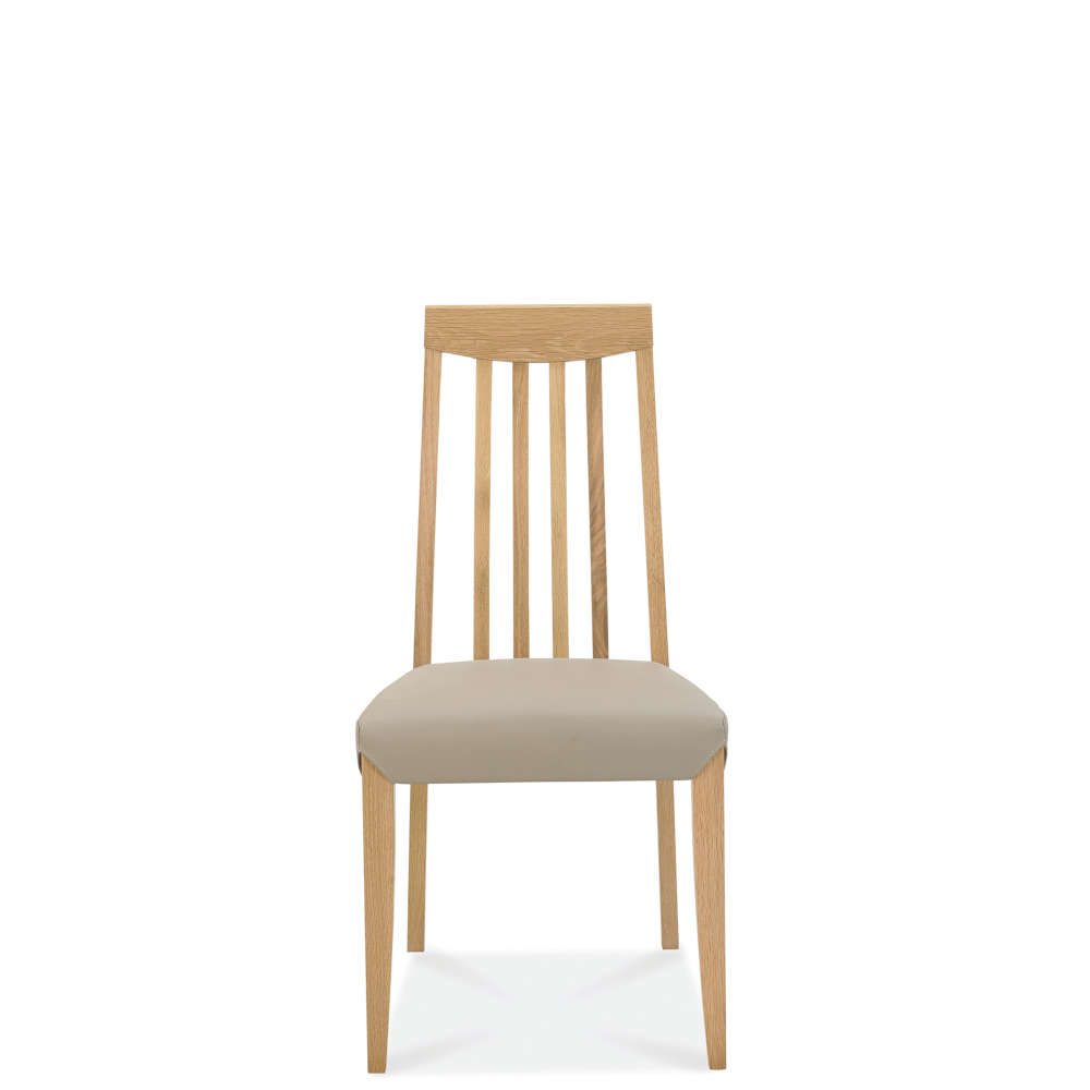 Bergen Oak Slat Back Chair Grey Bonded Leather (Pair)