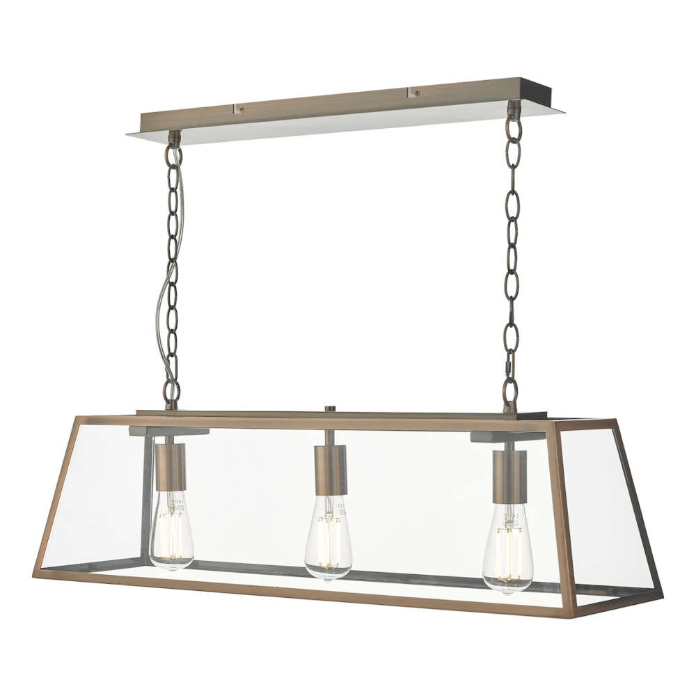 där Academy 3 Light Bar Pendant Antique Copper