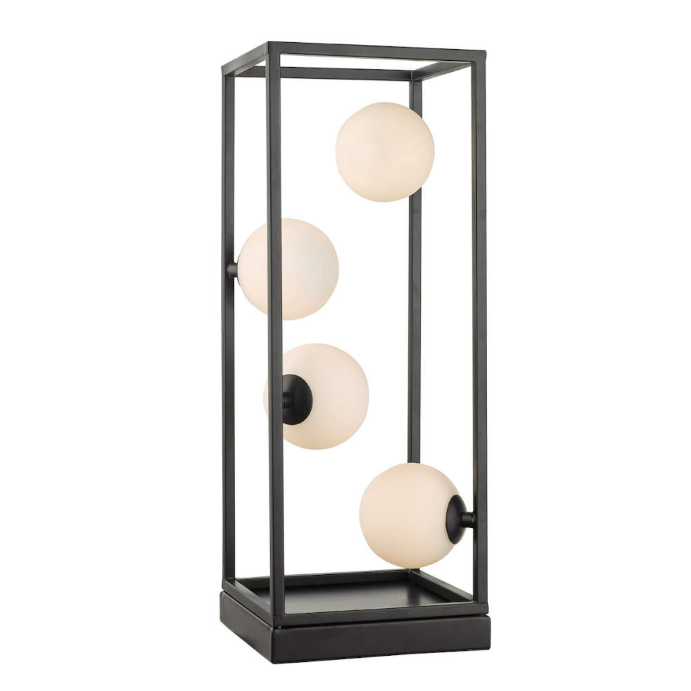 där Ensio 4 Light Table Lamp Matt Black Opal Glass