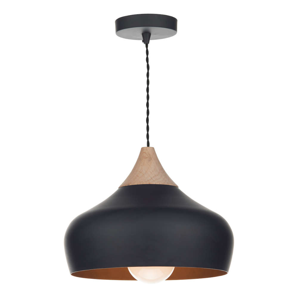 där Gaucho Pendant Black With Wood Small