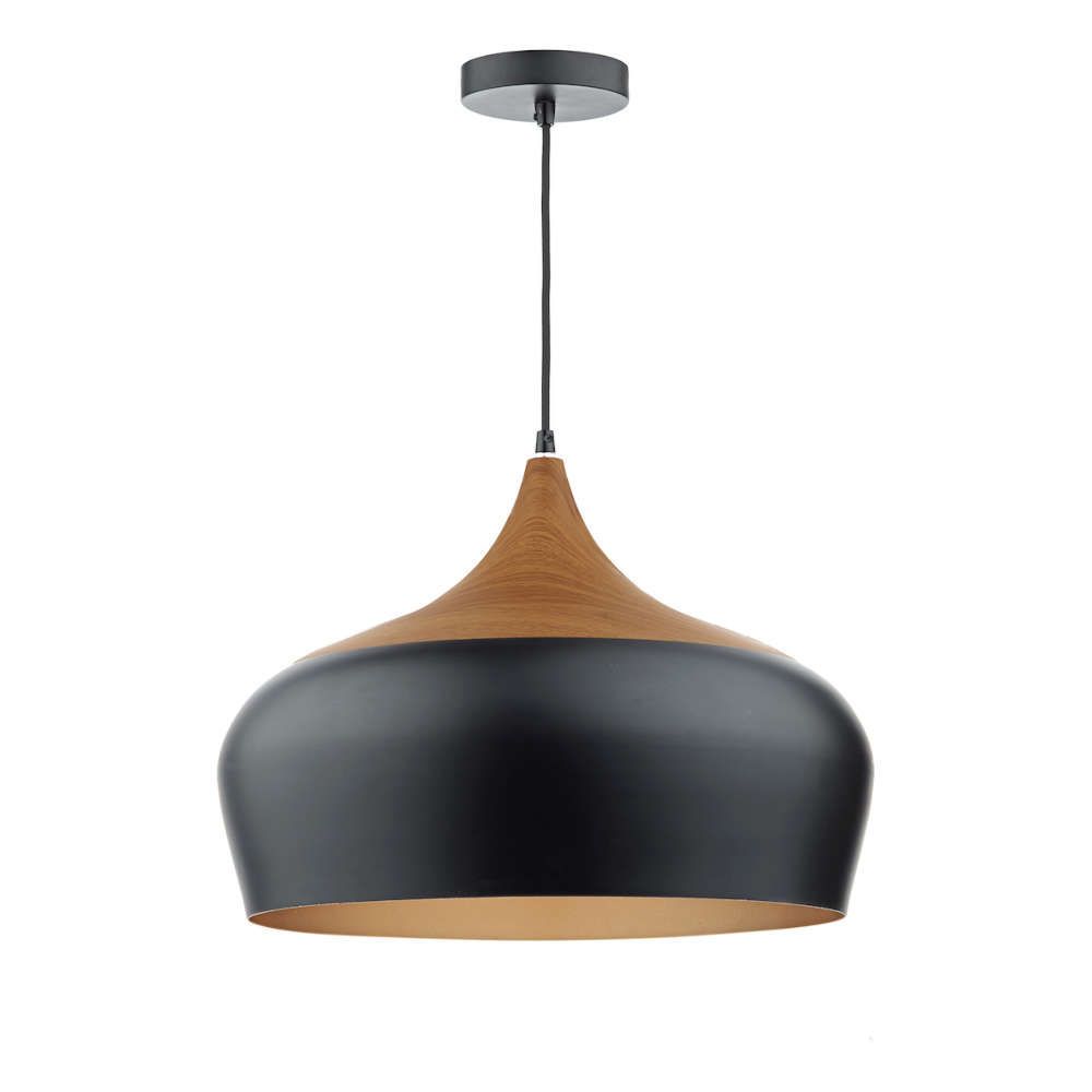 där Gaucho Pendant Black With Wood Large