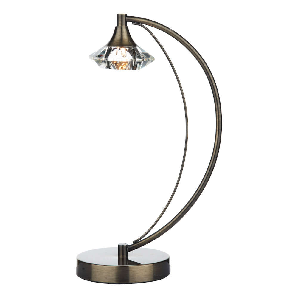 där Luther Table Lamp Antique Brass Crystal
