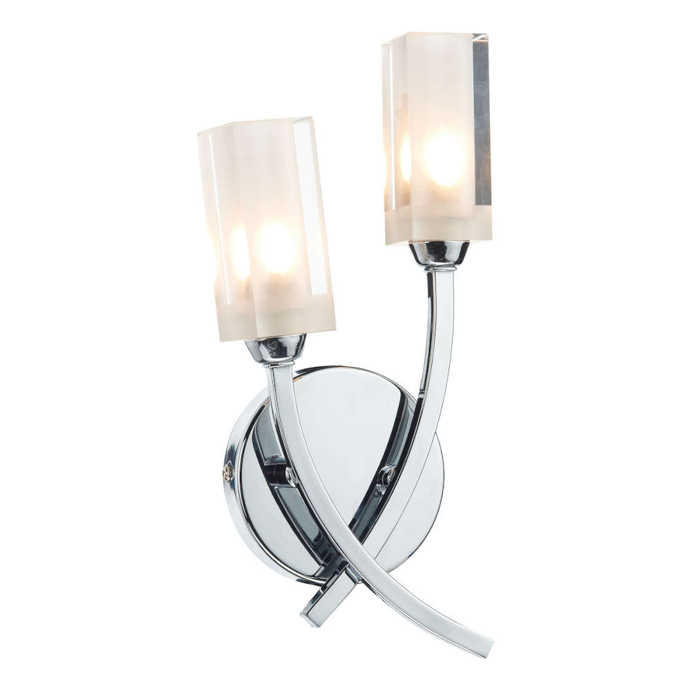 där Morgan 2 Light Wall Light Polished Chrome Glass