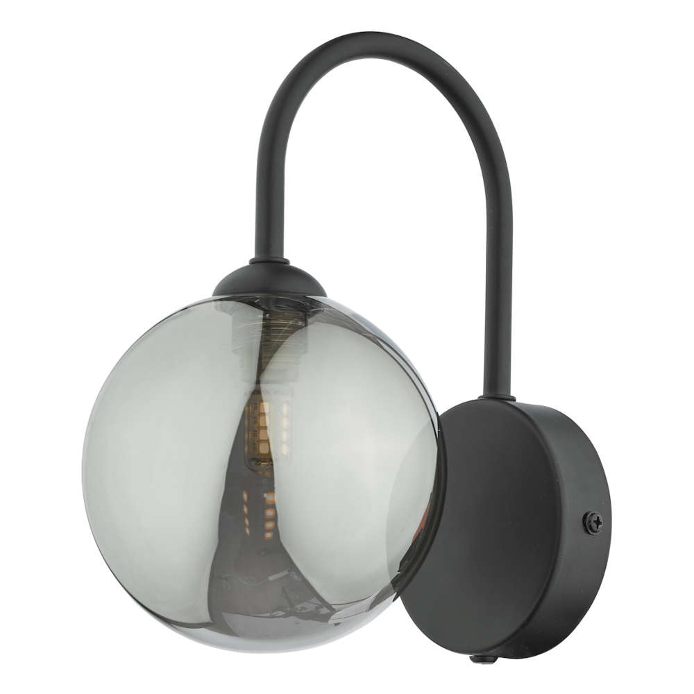 där Eissa Wall Light Matt Black Smoked Glass