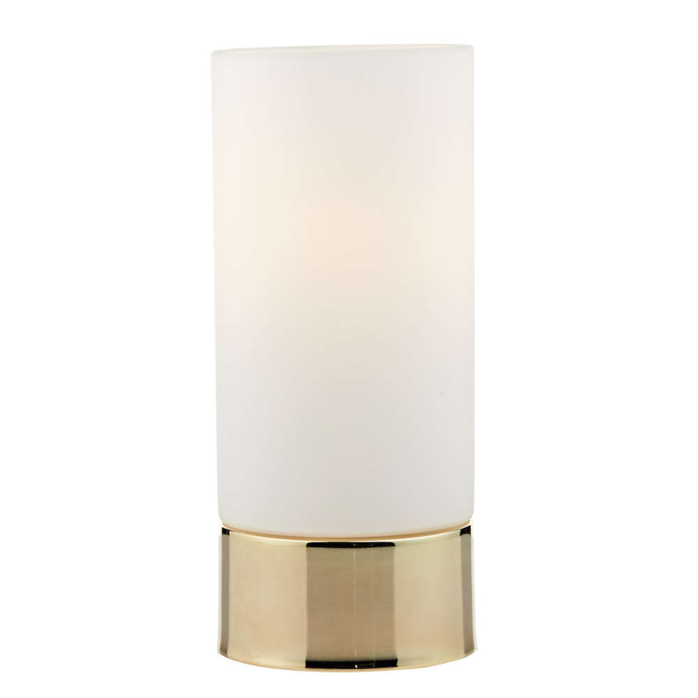 där Jot Touch Table Lamp Polished Gold With Opal Glass Column