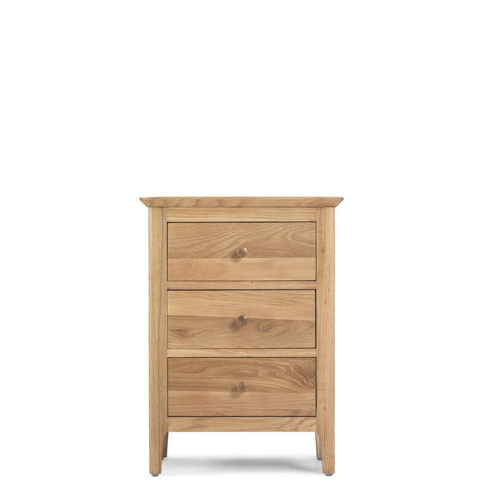 Witham Oak 3 Drawer Bedside Cabinet