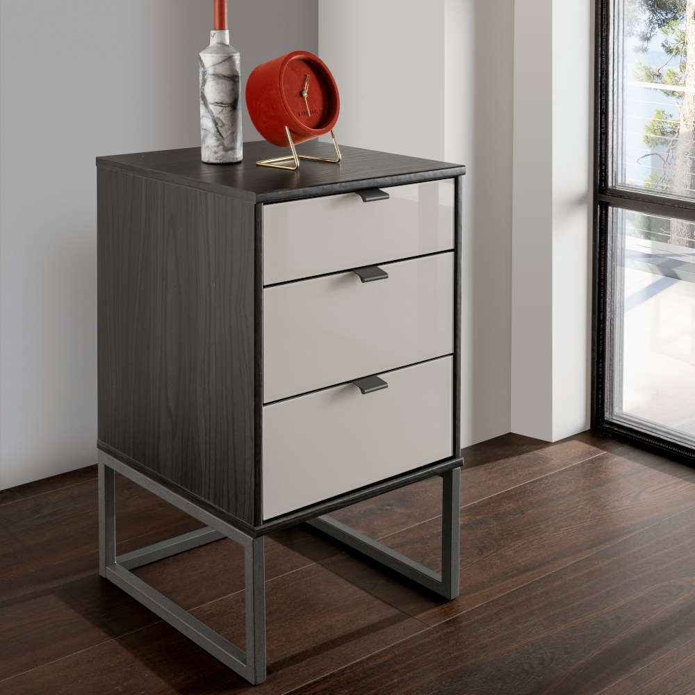 Quito 3 Drawer Bedside Cabinet With Angled Legs