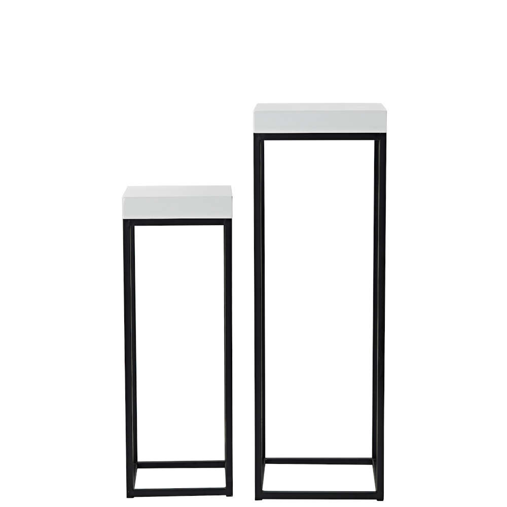 där Fabio Nest Of 2 Plant Stands White Gloss Top